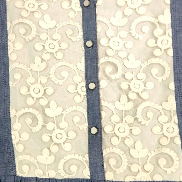 Chambray Babydoll Lace Front Dress - Picture 3 of 4